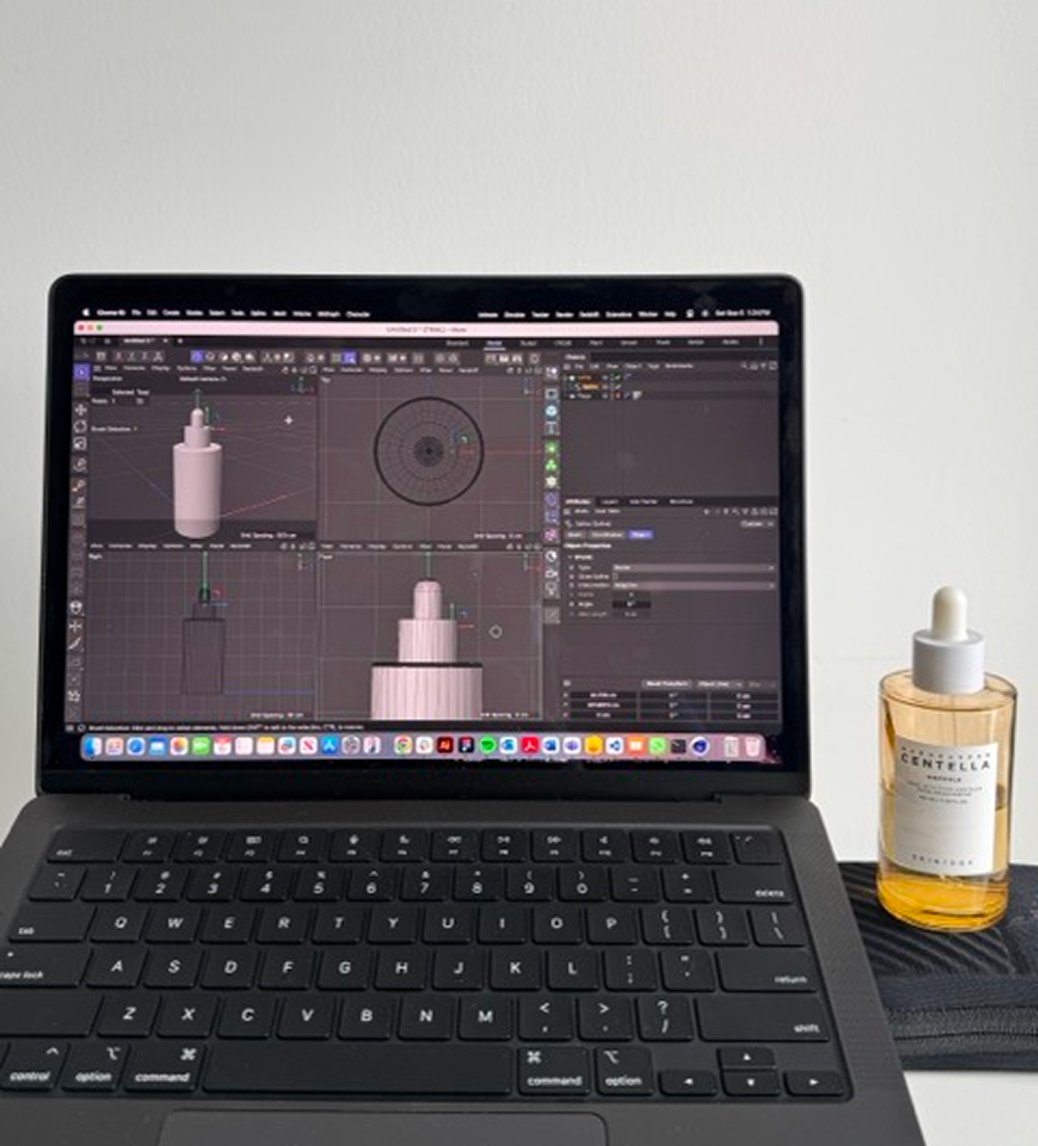 Image of the modeling progress of the serum bottle
