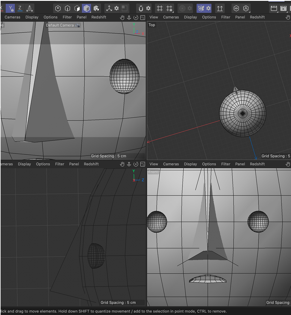 Smiski figurine's face being modelled on C4D.