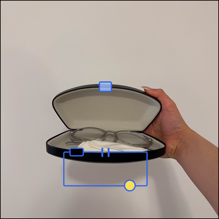 This is an example of an object based interaction, based on the glasses case opening mechanism, the switch is open when the box is opened.