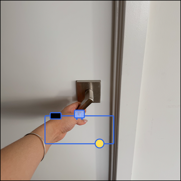 This is an example of an environment based interaction, based on the door for my room, the switch is closed when the handle is pushed down.