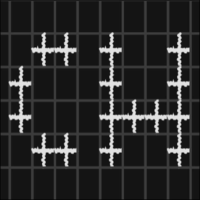 Creatng my initials by triggering more cells, my next idea is to make the cross diagonal as the design is starting to remind me of cros-stiching and has the potential to create an interesting header image. 