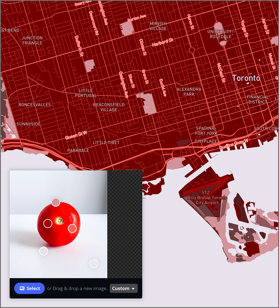 Using another image of tomato as experimentation for mapbox plugin